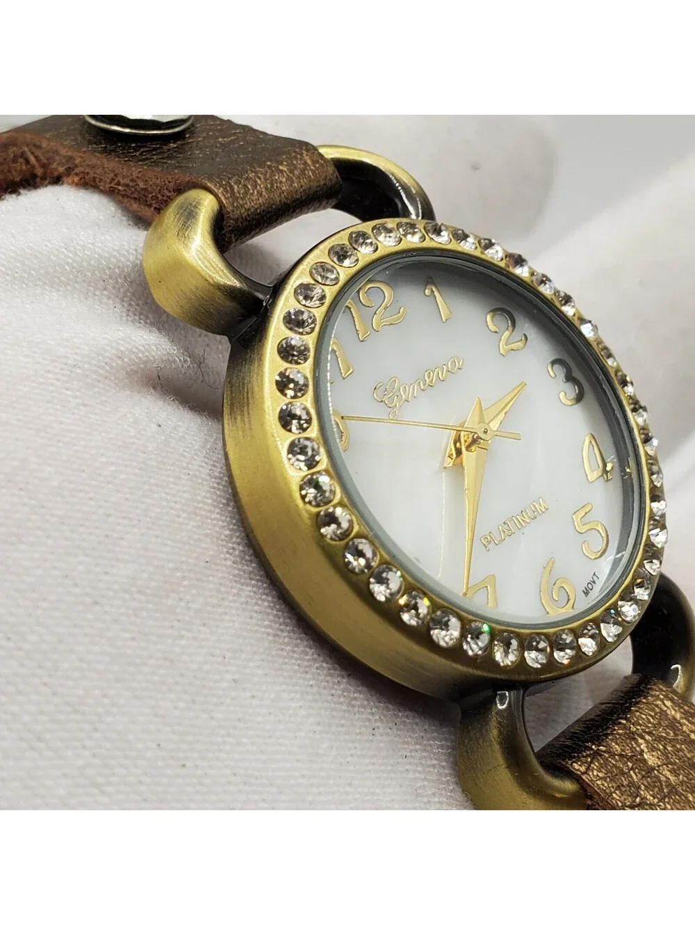 Geneva Platinum Long Strap Watch 27mm Gold Tone New Battery